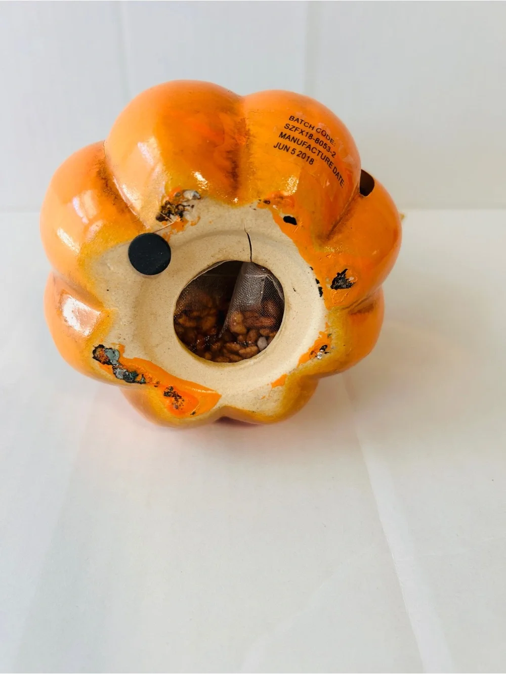 Halloween sachet Sugar Pie Pumpkin Figurine with Black Witch Hat - Seasonal